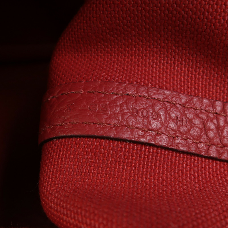 HERMES 帆布Garden Party TPM銀扣手挽袋Rouge Casaque-6