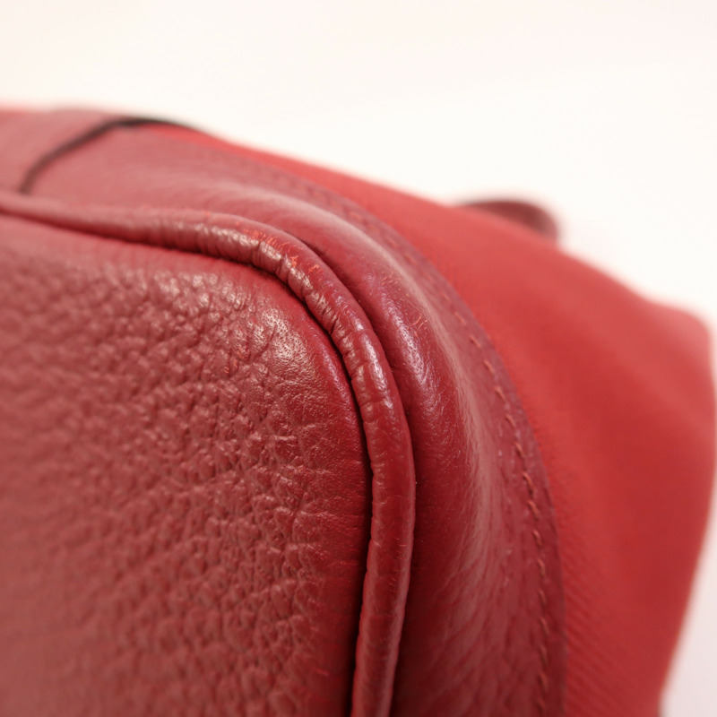 HERMES 帆布Garden Party TPM銀扣手挽袋Rouge Casaque-8