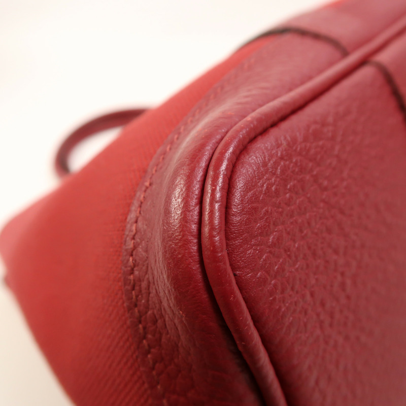 HERMES 帆布Garden Party TPM銀扣手挽袋Rouge Casaque-9