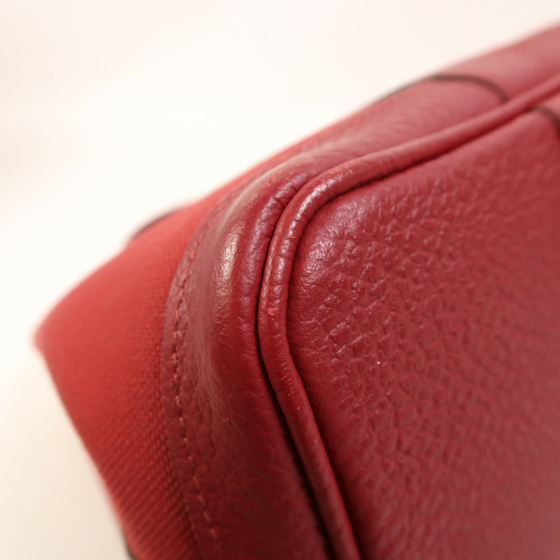 HERMES 帆布Garden Party TPM銀扣手挽袋Rouge Casaque-11