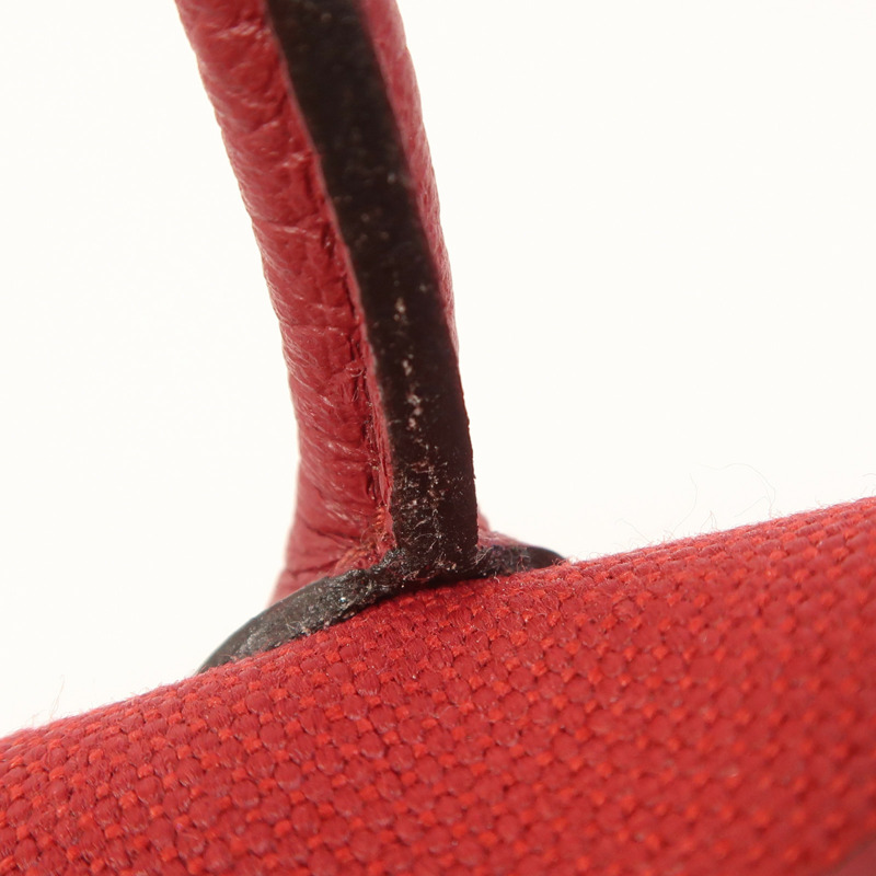 HERMES 帆布Garden Party TPM銀扣手挽袋Rouge Casaque-15