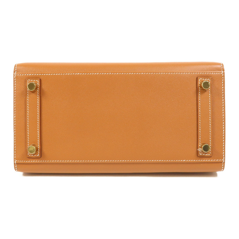 HERMES Madame皮革Birkin 25金扣手挽袋Gold-3