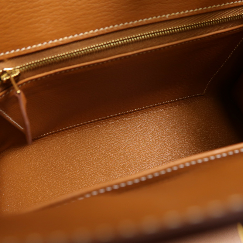 HERMES Madame皮革Birkin 25金扣手挽袋Gold-4