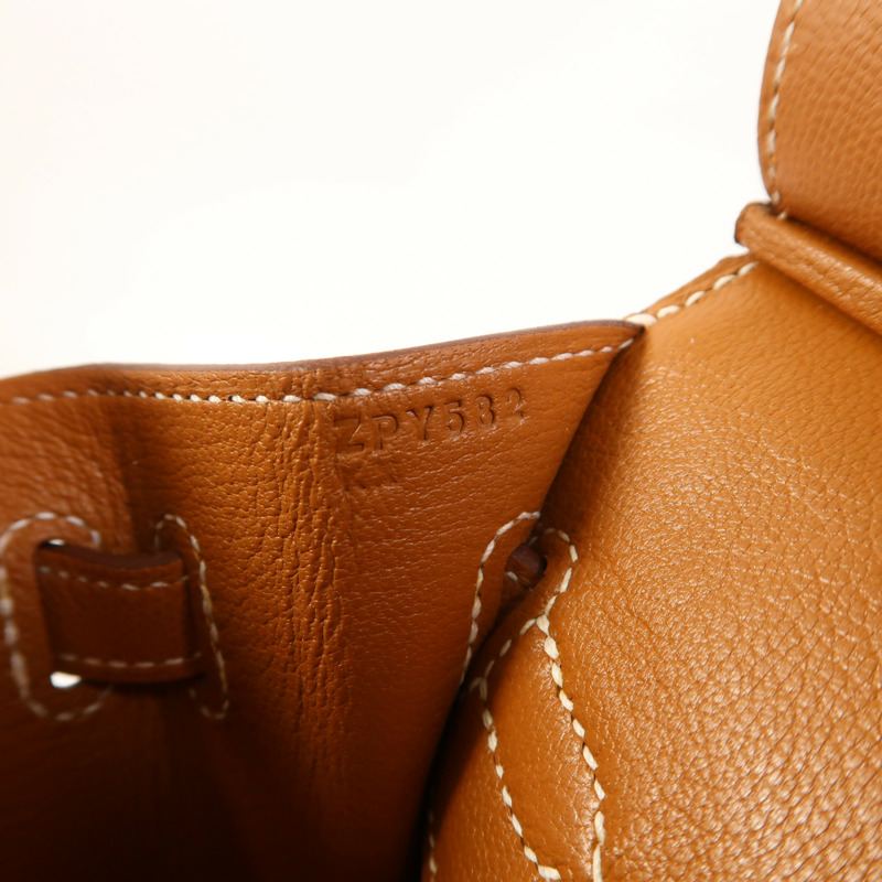 HERMES Madame皮革Birkin 25金扣手挽袋Gold-7