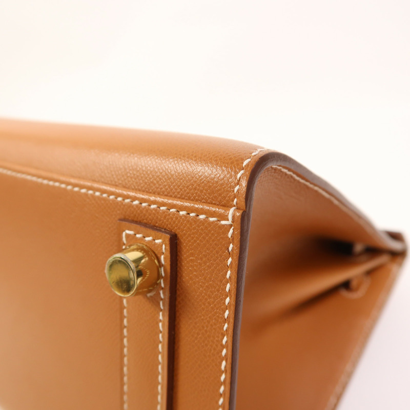 HERMES Madame皮革Birkin 25金扣手挽袋Gold-11