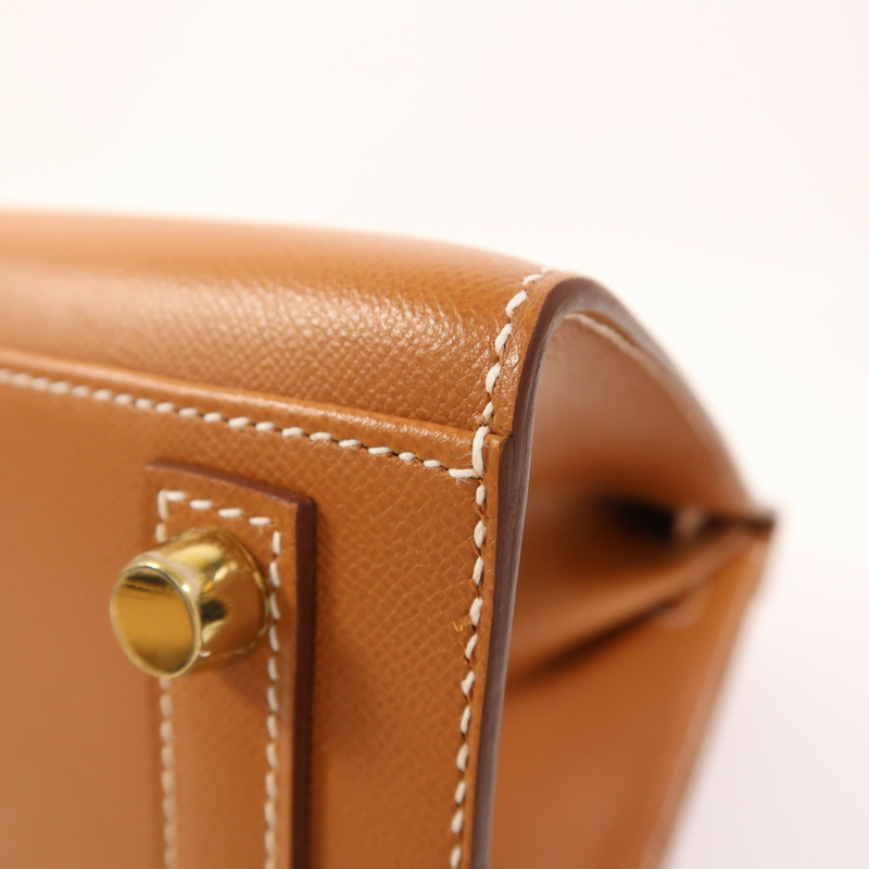 HERMES Madame皮革Birkin 25金扣手挽袋Gold-13