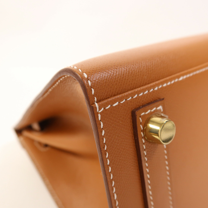 HERMES Madame皮革Birkin 25金扣手挽袋Gold-14