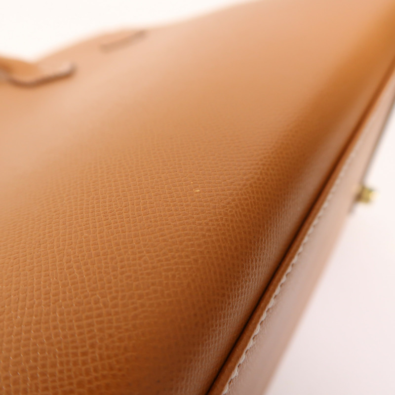 HERMES Madame皮革Birkin 25金扣手挽袋Gold-15