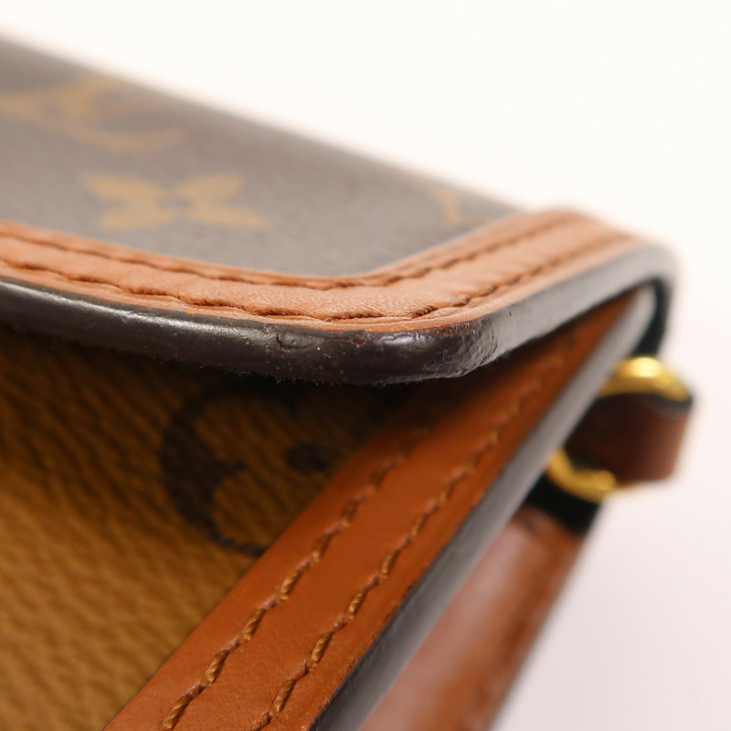 LOUIS VUITTON Monogram Reverse Dauphine Chain Wallet金扣鏈帶肩背袋-12