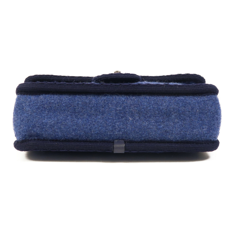 CHANEL 羊毛Chain Shoulder銀扣鏈帶肩背袋-3