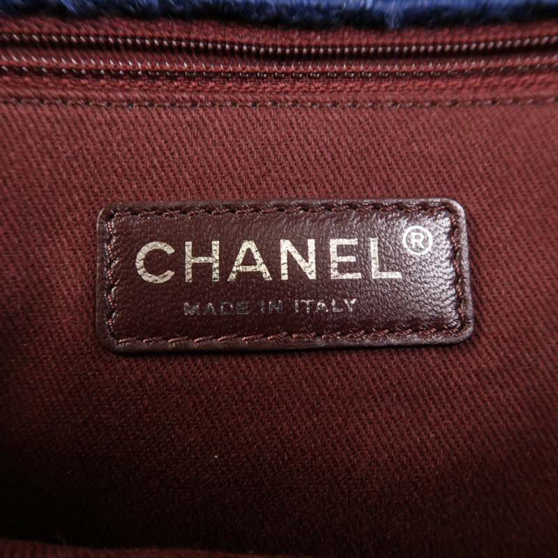 CHANEL 羊毛Chain Shoulder銀扣鏈帶肩背袋-5