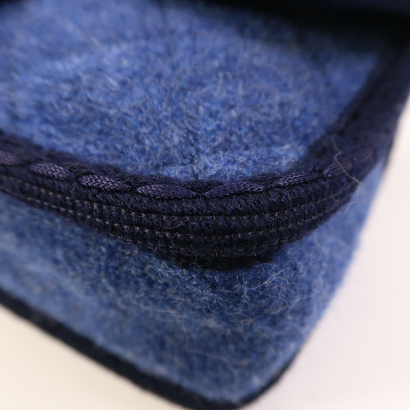 CHANEL 羊毛Chain Shoulder銀扣鏈帶肩背袋-11