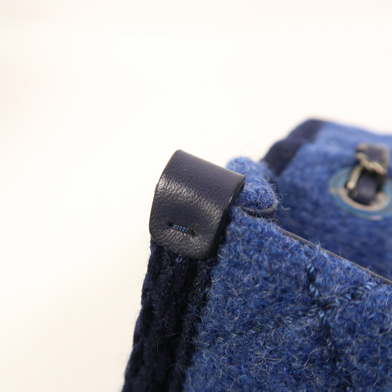 CHANEL 羊毛Chain Shoulder銀扣鏈帶肩背袋-19