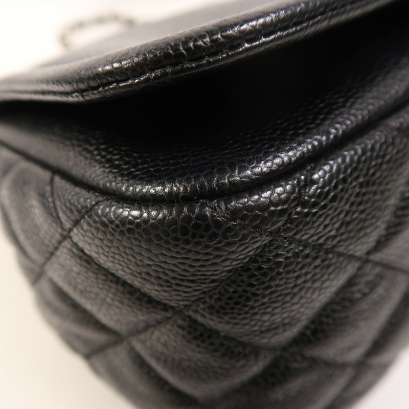 CHANEL 牛皮皮革Chain Shoulder銀扣鏈帶肩背袋-9