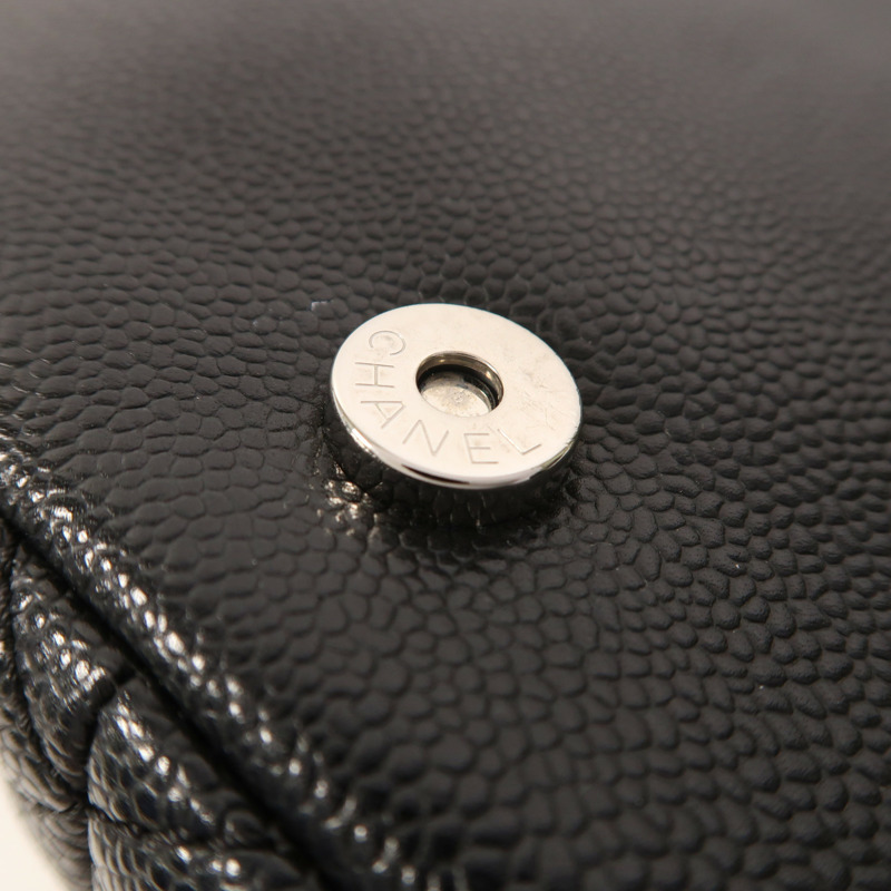 CHANEL 牛皮皮革Chain Shoulder銀扣鏈帶肩背袋-12