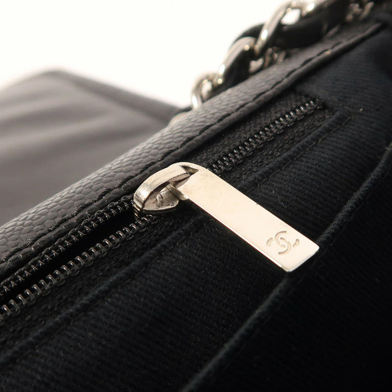 CHANEL 牛皮皮革Chain Shoulder銀扣鏈帶肩背袋-14