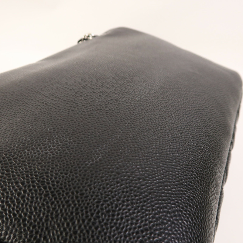 CHANEL 牛皮皮革Chain Shoulder銀扣鏈帶肩背袋-16