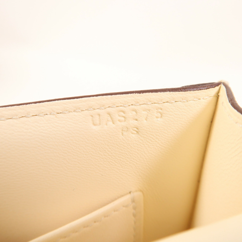 HERMES Chevre皮革Verrou Mini銀扣肩背袋Craie-6