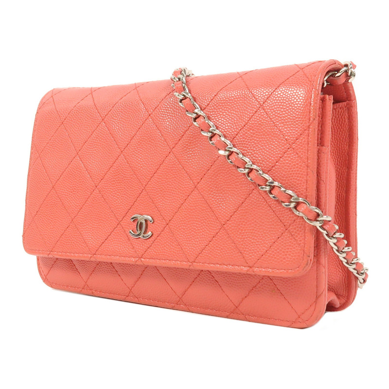 CHANEL 牛皮皮革WOC Wallet On Chain銀扣鏈帶肩背袋-2