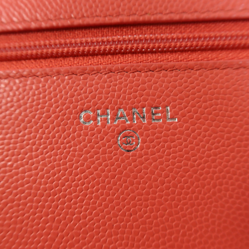 CHANEL 牛皮皮革WOC Wallet On Chain銀扣鏈帶肩背袋-5