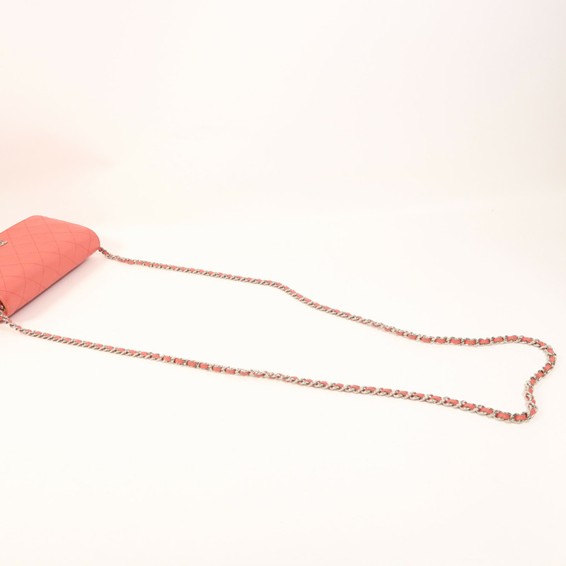 CHANEL 牛皮皮革WOC Wallet On Chain銀扣鏈帶肩背袋-7