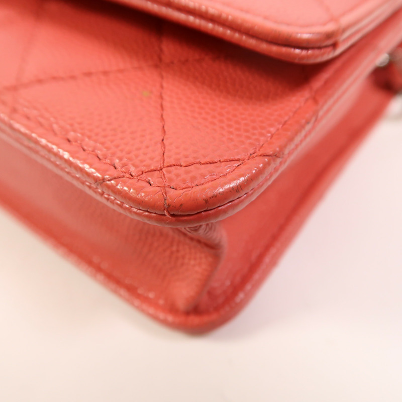 CHANEL 牛皮皮革WOC Wallet On Chain銀扣鏈帶肩背袋-9