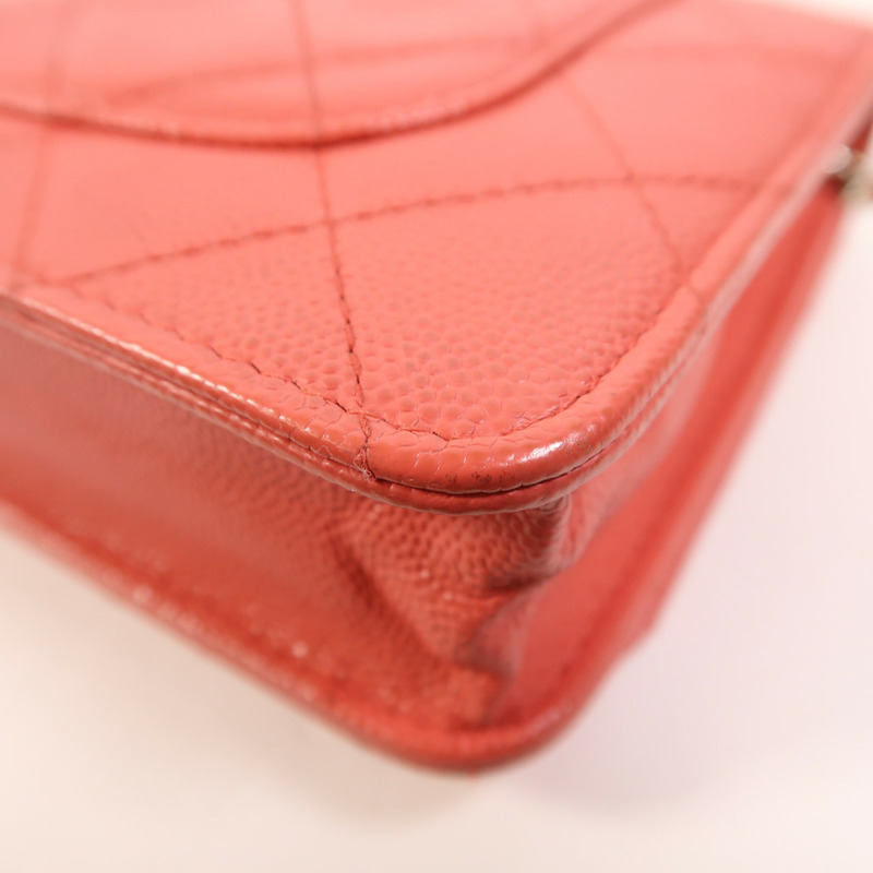 CHANEL 牛皮皮革WOC Wallet On Chain銀扣鏈帶肩背袋-11