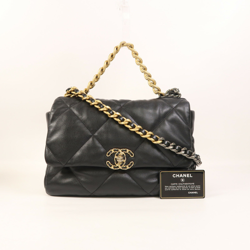 CHANEL 羊皮皮革C19手挽肩背兩用袋-9