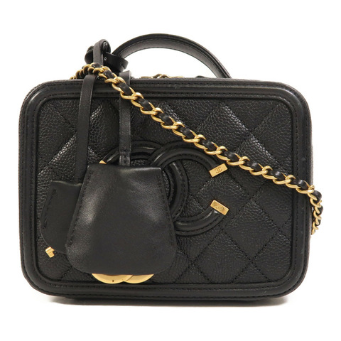 CHANEL 牛皮皮革Vanity Case金扣手挽肩背兩用袋