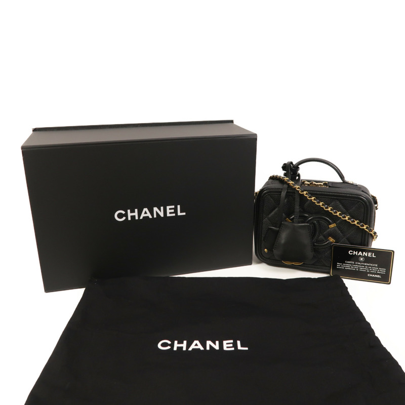 CHANEL 牛皮皮革Vanity Case金扣手挽肩背兩用袋-10