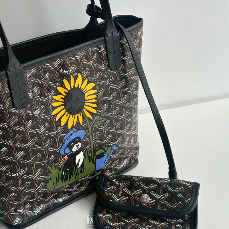閒置新🫰🏻 Goyard 戈雅 mini tote bag 黑色 (手繪向日葵與法鬥)-1