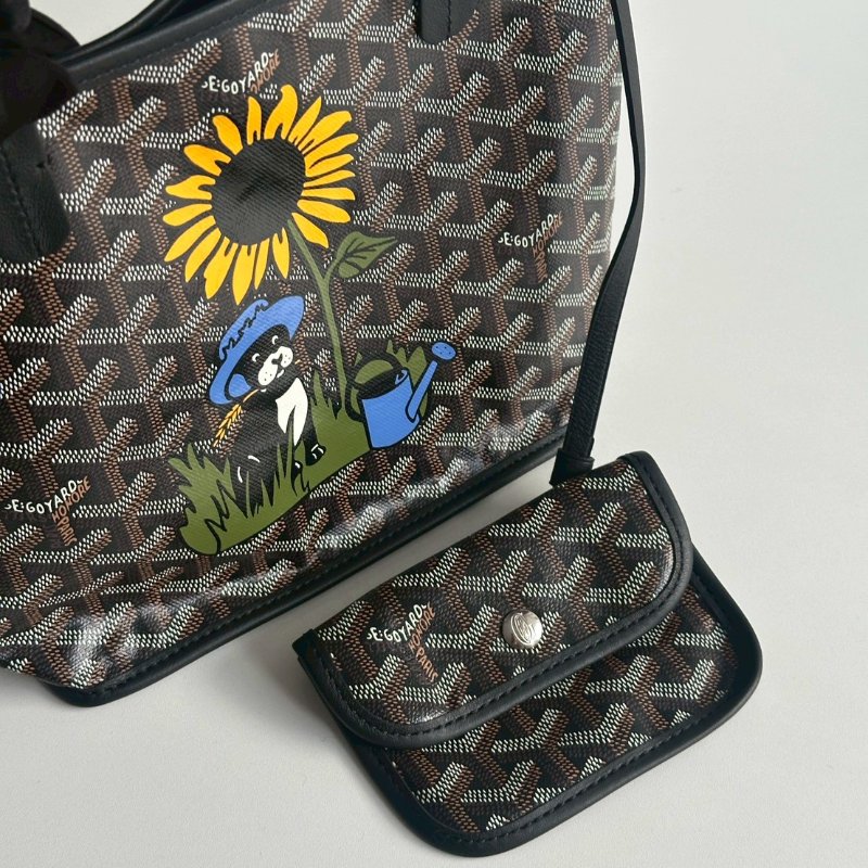 閒置新🫰🏻 Goyard 戈雅 mini tote bag 黑色 (手繪向日葵與法鬥)-12