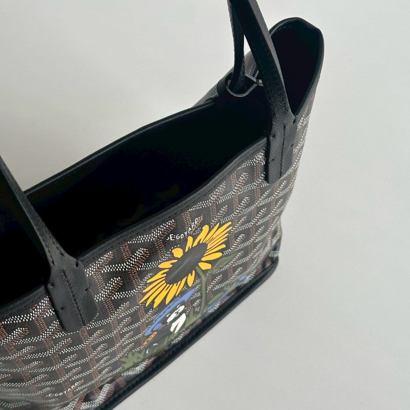 閒置新🫰🏻 Goyard 戈雅 mini tote bag 黑色 (手繪向日葵與法鬥)-15