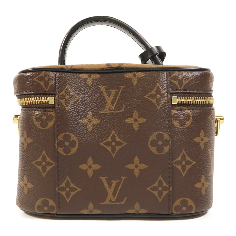 LOUIS VUITTON Monogram Reverse Vanity PM金扣手挽肩背兩用袋棕色-1