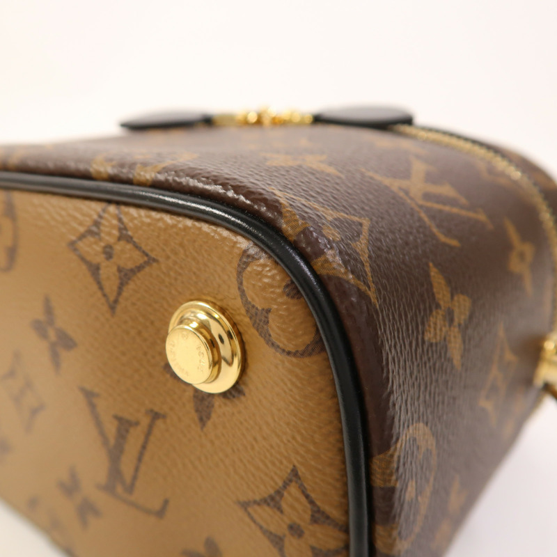 LOUIS VUITTON Monogram Reverse Vanity PM金扣手挽肩背兩用袋棕色-8