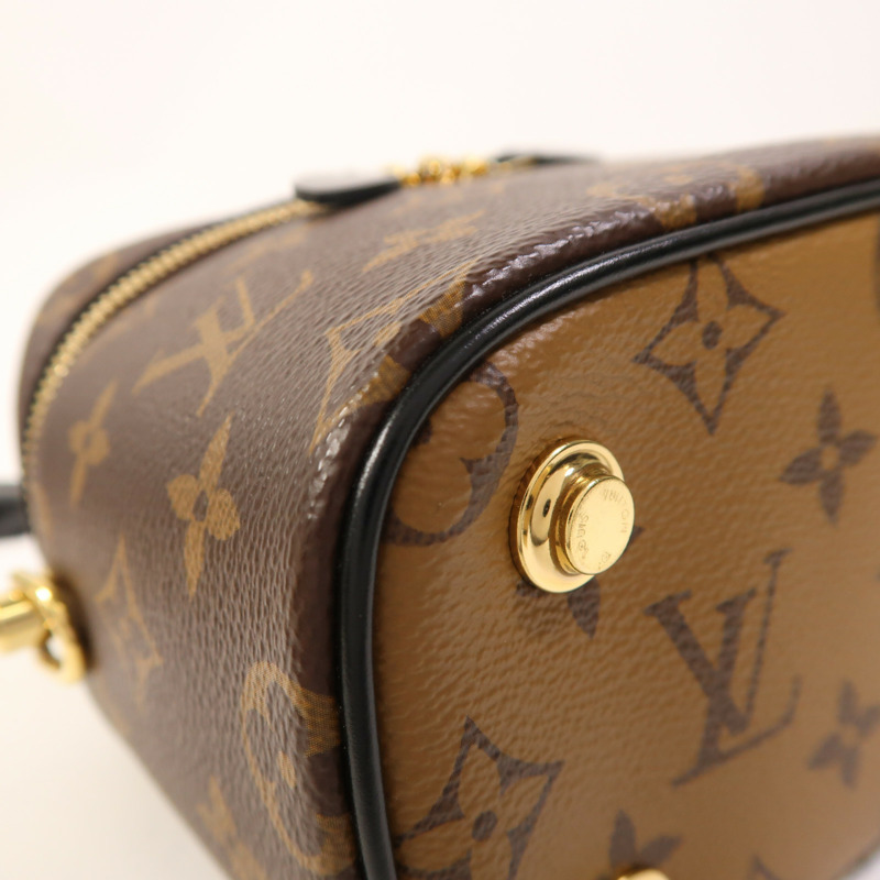 LOUIS VUITTON Monogram Reverse Vanity PM金扣手挽肩背兩用袋棕色-9