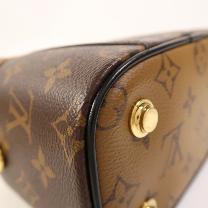 LOUIS VUITTON Monogram Reverse Vanity PM金扣手挽肩背兩用袋棕色-11