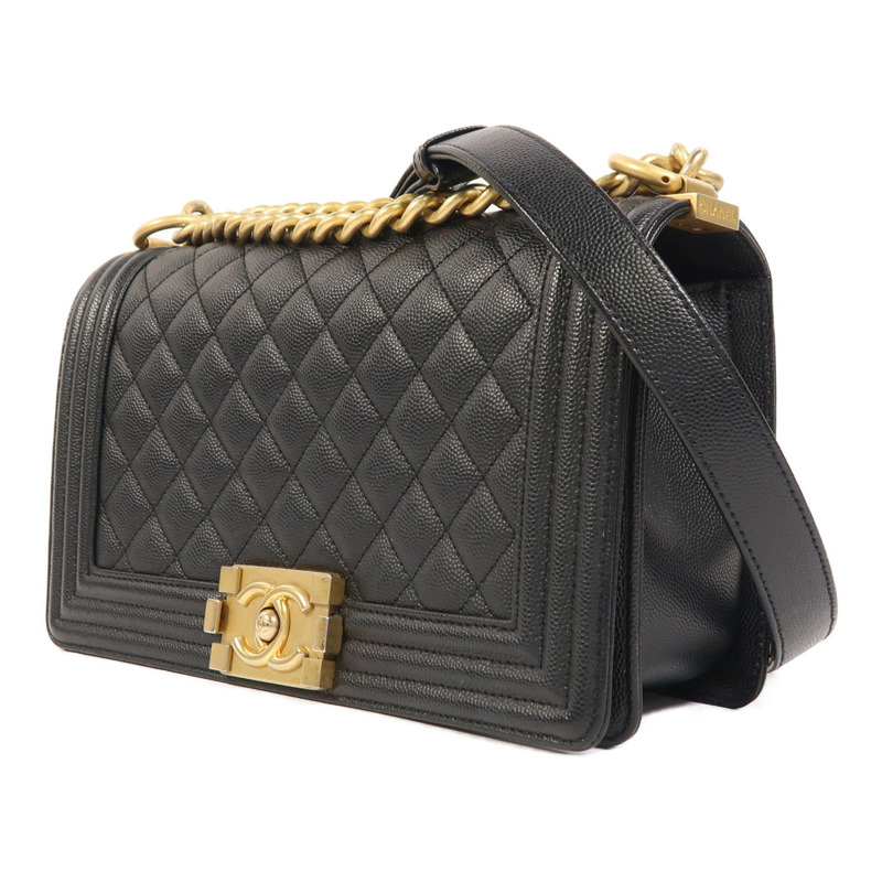 CHANEL 牛皮皮革Boy 25金扣鏈帶肩背袋-2