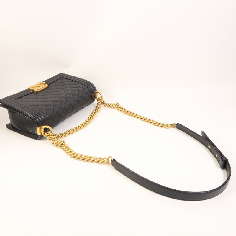 CHANEL 牛皮皮革Boy 25金扣鏈帶肩背袋-7