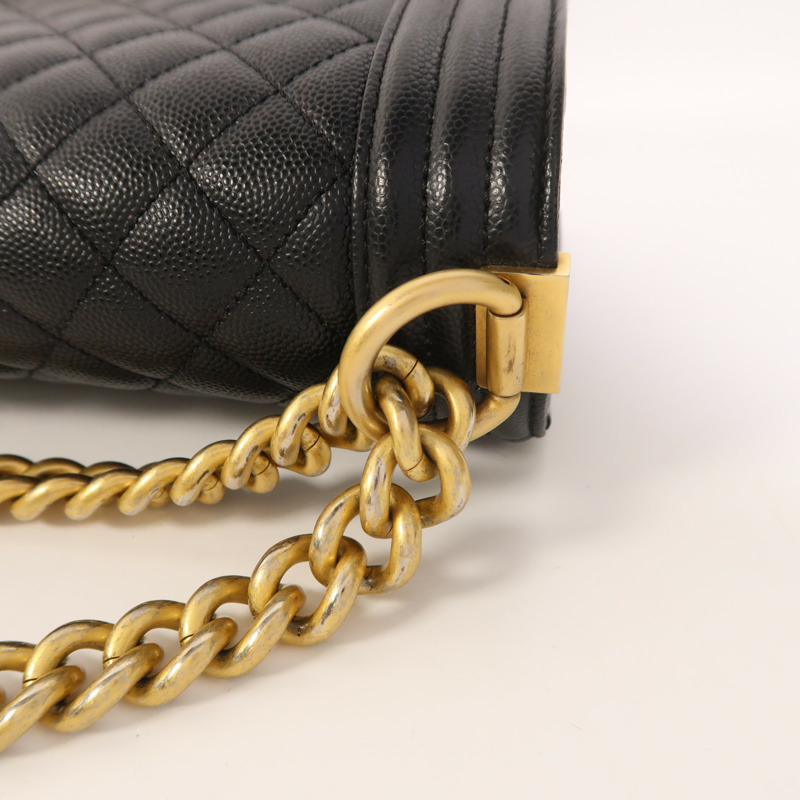 CHANEL 牛皮皮革Boy 25金扣鏈帶肩背袋-17