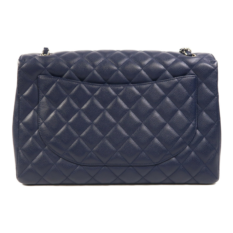 CHANEL 牛皮皮革Maxi Classic銀扣鏈帶肩背袋-1