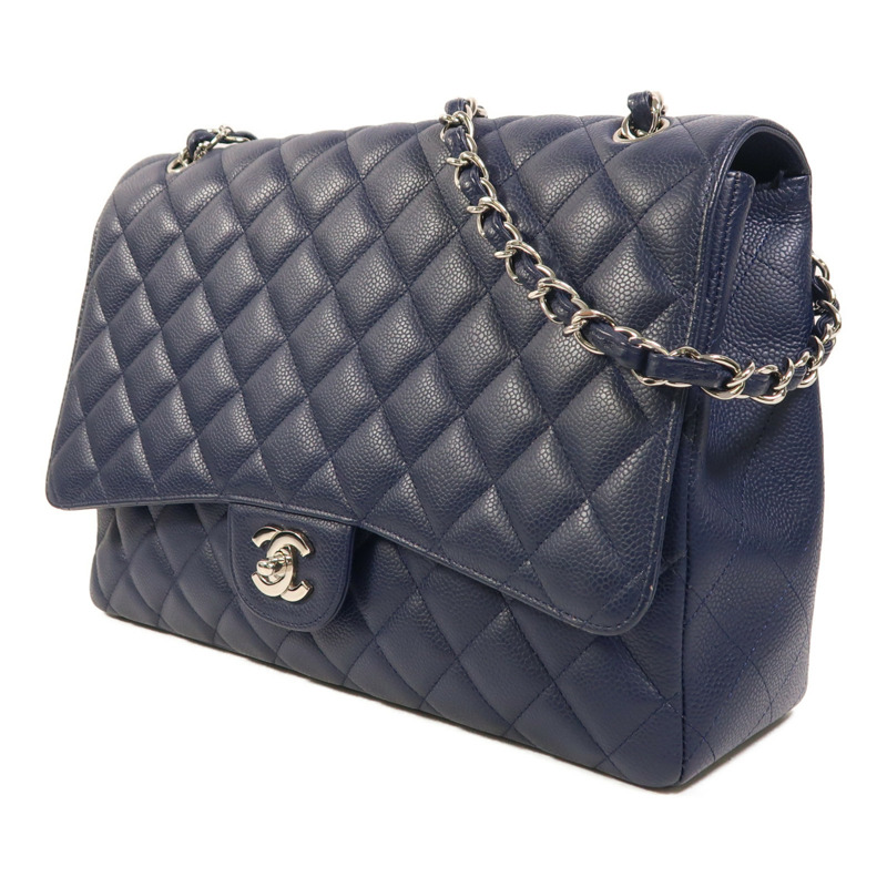 CHANEL 牛皮皮革Maxi Classic銀扣鏈帶肩背袋-2