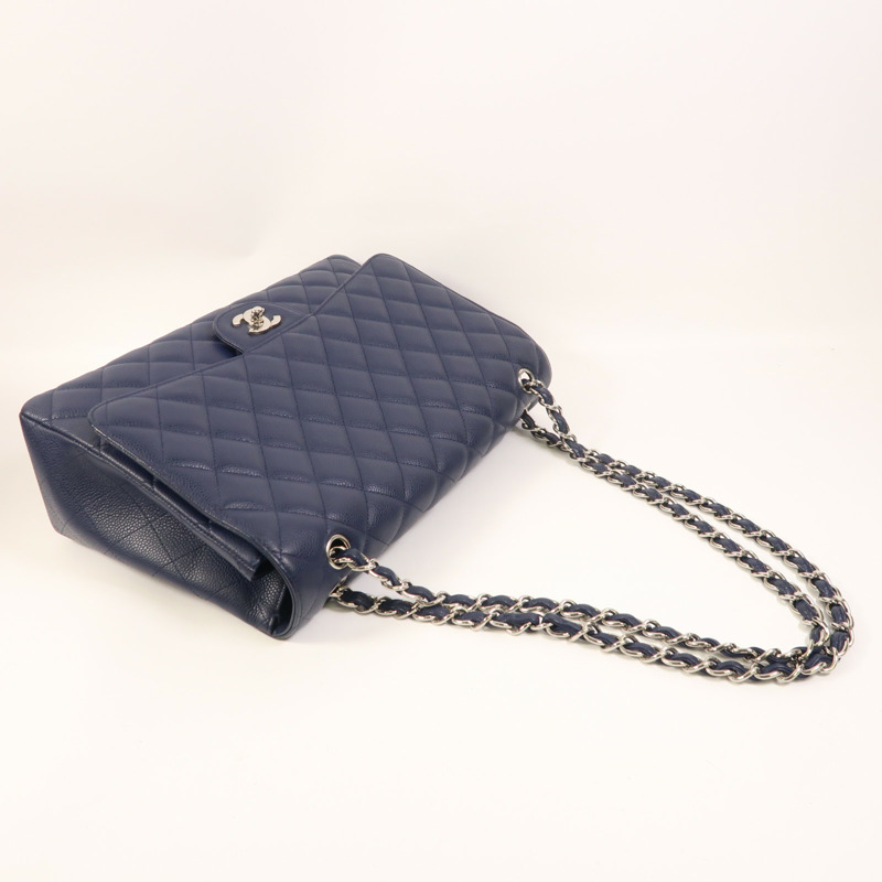 CHANEL 牛皮皮革Maxi Classic銀扣鏈帶肩背袋-8