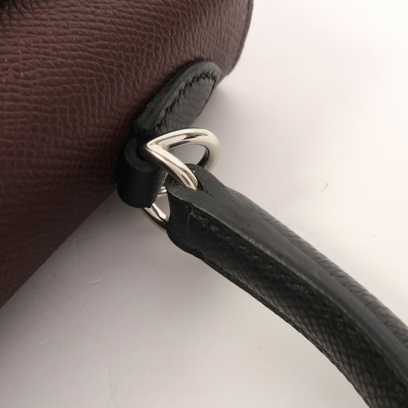 HERMES Epsom皮革Kelly 25銀扣手挽肩背兩用袋Rouge Sellier/Mauve Pale/Noir-17