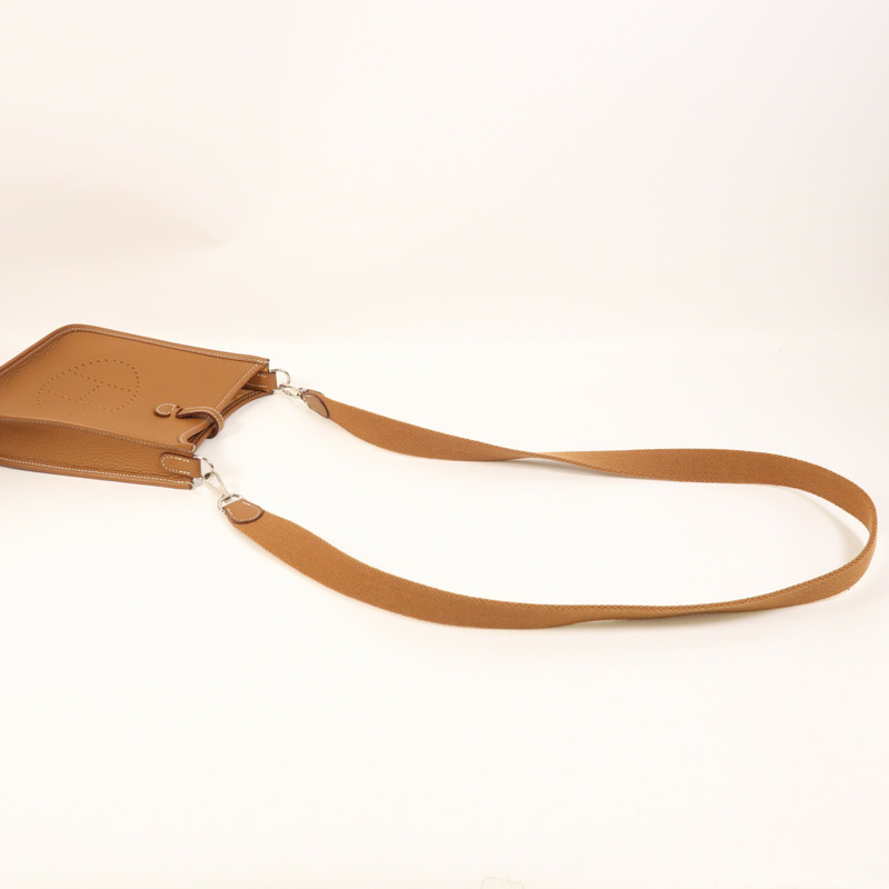 HERMES Clemence皮革Evelyne TPM銀扣肩背袋Gold-7
