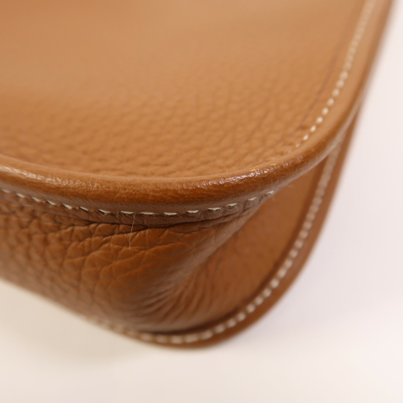 HERMES Clemence皮革Evelyne TPM銀扣肩背袋Gold-10