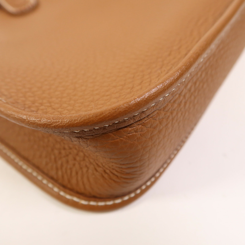 HERMES Clemence皮革Evelyne TPM銀扣肩背袋Gold-11