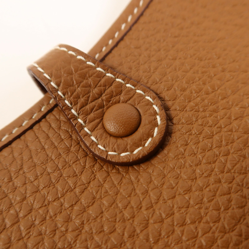 HERMES Clemence皮革Evelyne TPM銀扣肩背袋Gold-12