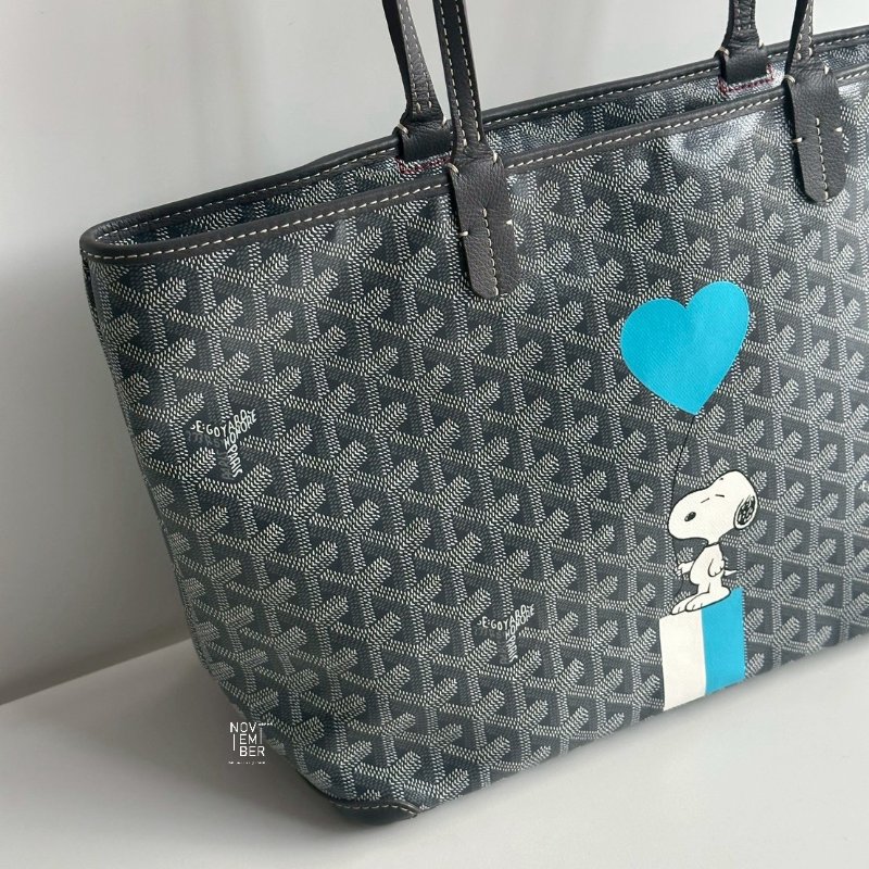 閒置新🩵 Goyard 戈雅 Artois PM 灰 (手繪史努比和藍色愛心)-1