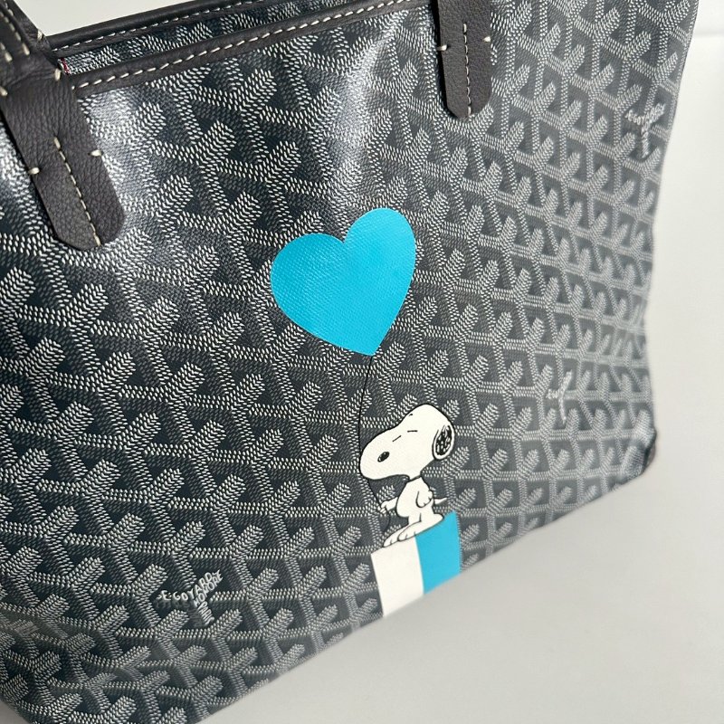 閒置新🩵 Goyard 戈雅 Artois PM 灰 (手繪史努比和藍色愛心)-9